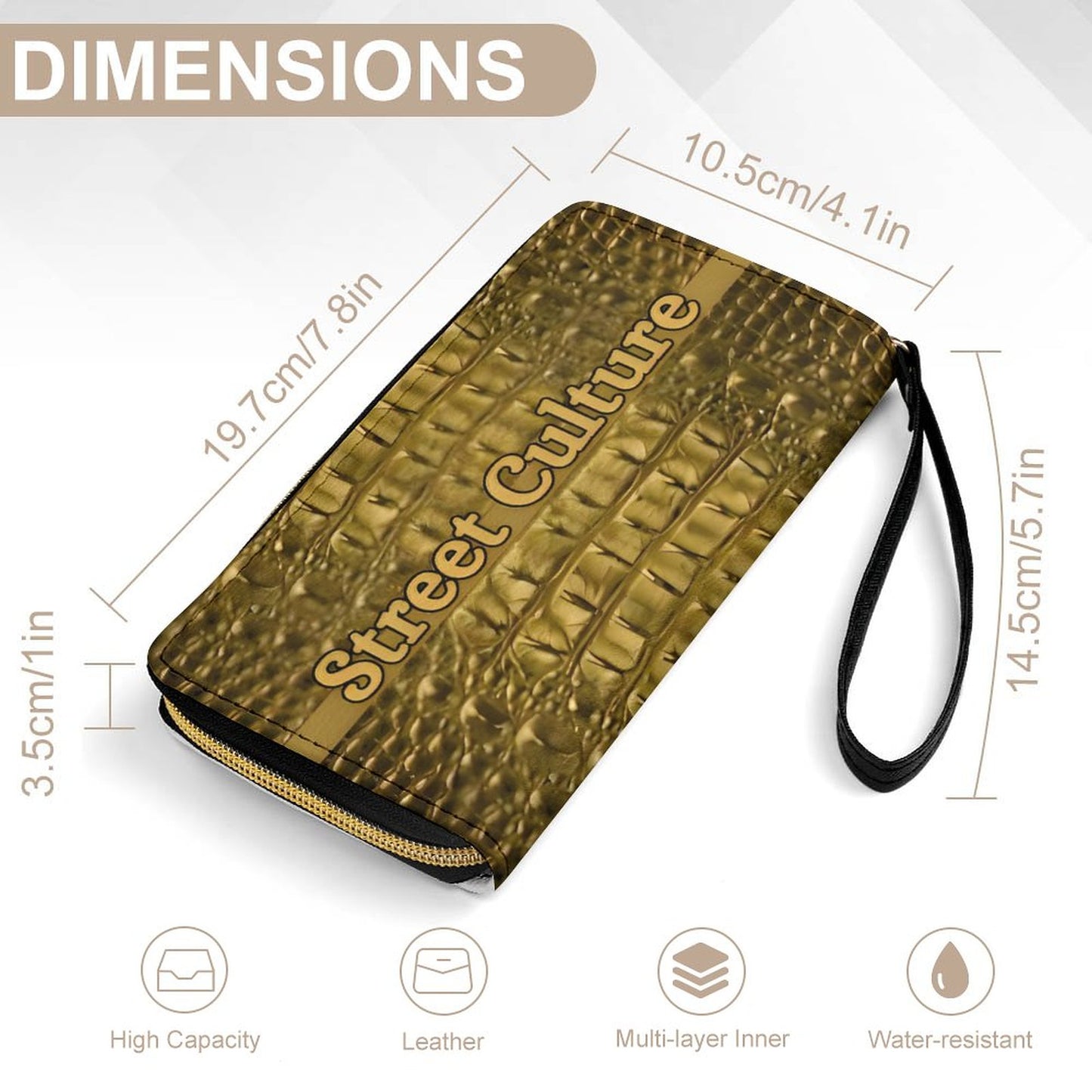 STREET CULTURE Alligator Leather Wallet with Wristlet Strap