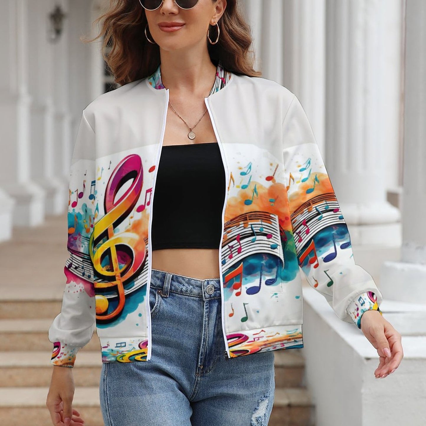 MUSIC GRAFFITI Women's Zipper Jacket-XS-XL