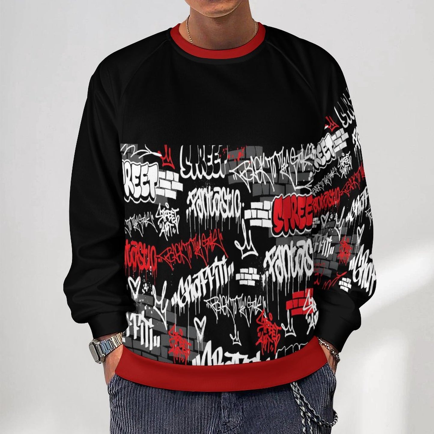 280gsm Men's Crewneck Sweatshirt Raglan A27H (All-Over Printing)