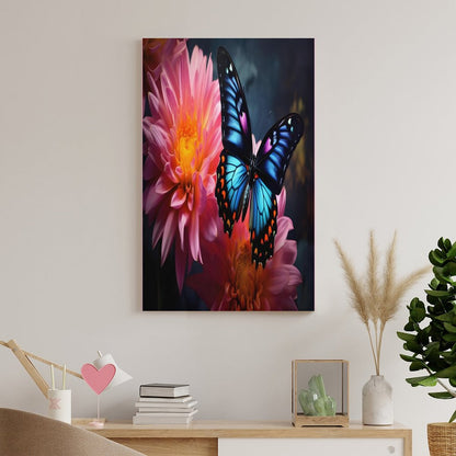 BLUE BUTTERFLY Unframed Art Canvas (Vertical 2:3)-8x12 inch/12x18 inch