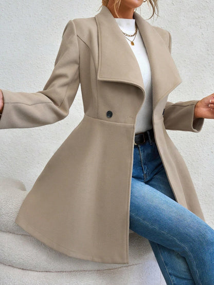 Collared Neck Button Up Long Sleeve Coat (red/black/tan/tan/mustard)-SMALL-XL