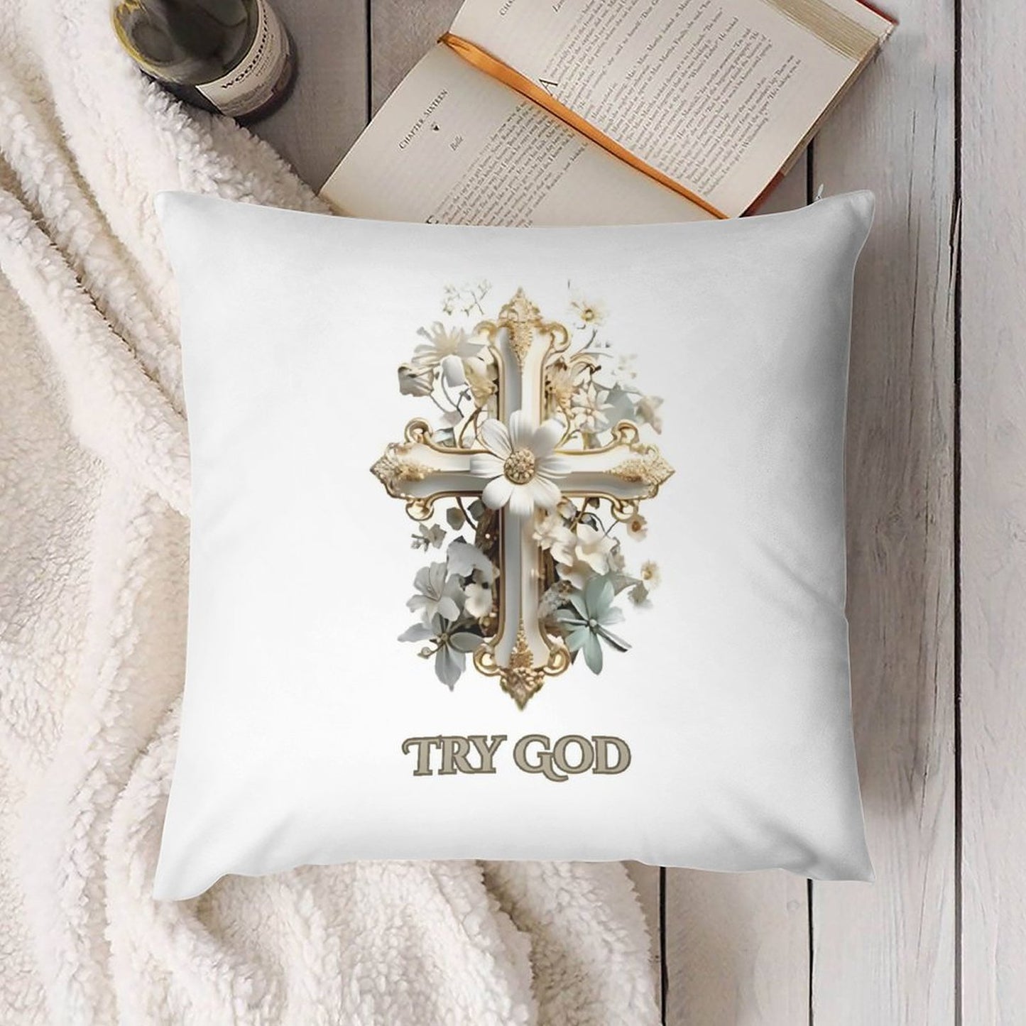 Short Plush Pillow Cover(Dual-sided Printing)-TRY GOD