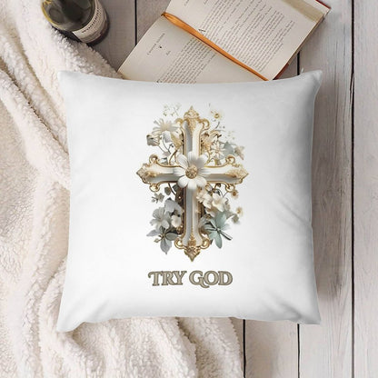 Short Plush Pillow Cover(Dual-sided Printing)-TRY GOD