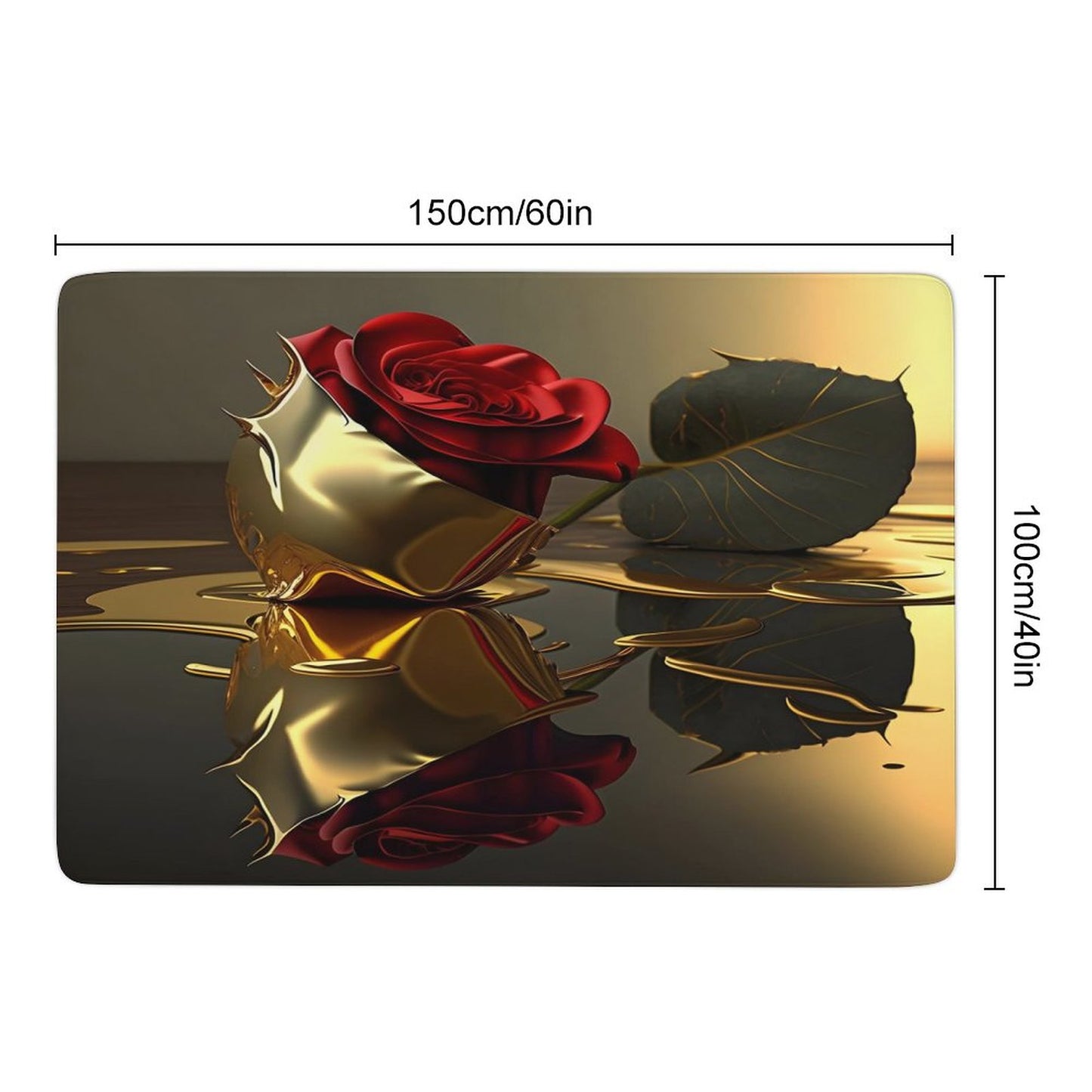 LARGE 5'X3' Coral Velvet Floor RUG for Home-ROSE ON GOLD