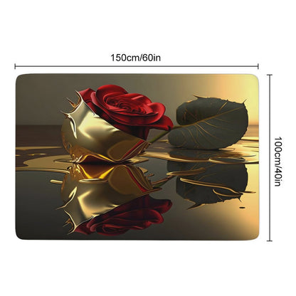 LARGE 5'X3' Coral Velvet Floor RUG for Home-ROSE ON GOLD