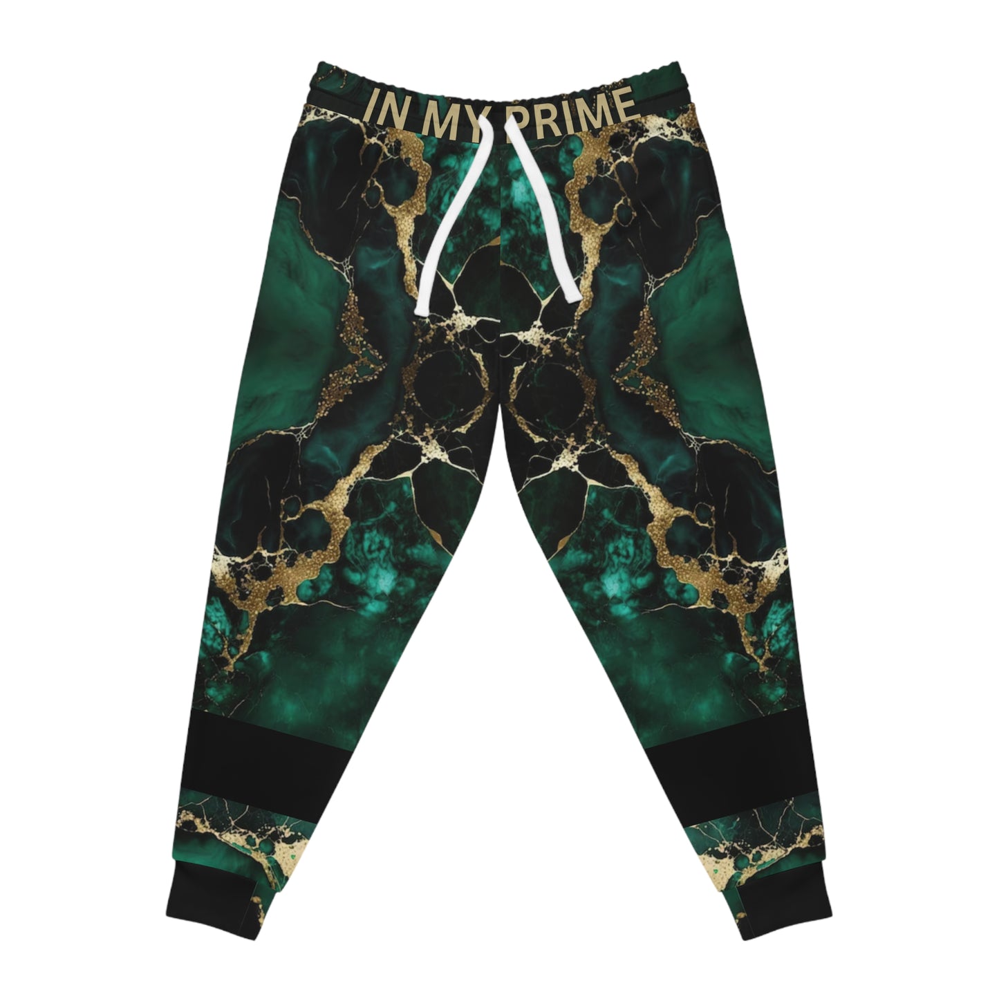IN MY PRIME Green/Gold Marble Athletic Joggers-SMALL-3XL