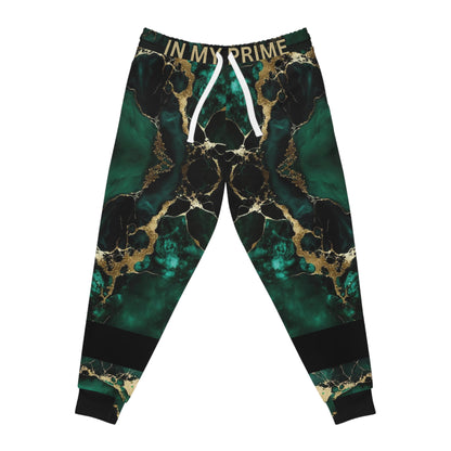 IN MY PRIME Green/Gold Marble Athletic Joggers-SMALL-3XL