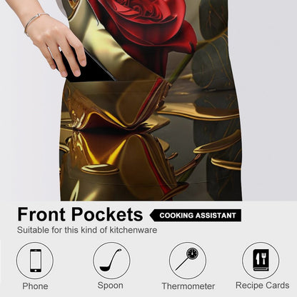 ROSE IN GOLD Adult Apron with Pocket