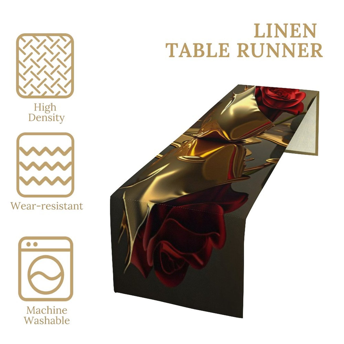ROSE IN GOLD Flax Table Runner