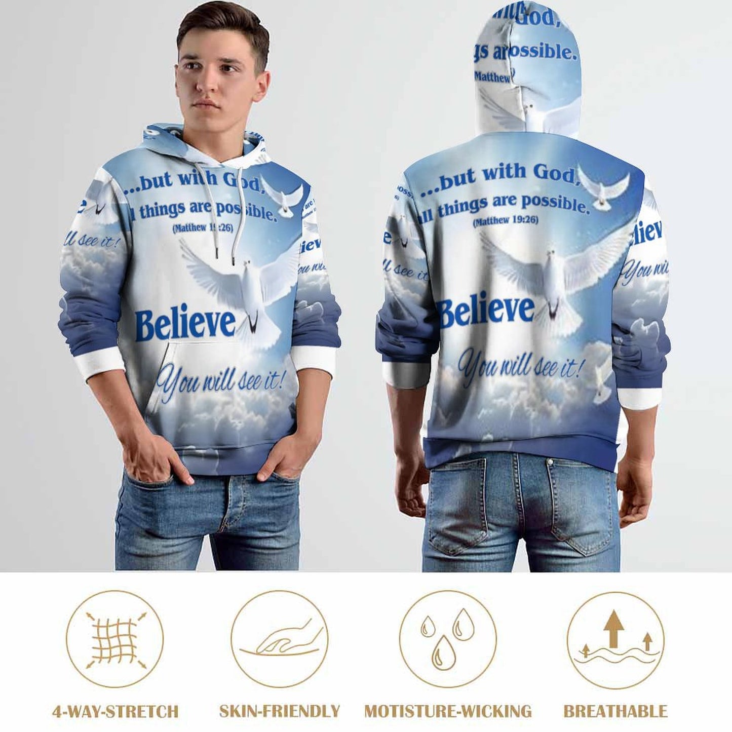 230gsm Hoodie for Women with Double-layer Cap (All-Over Printing)