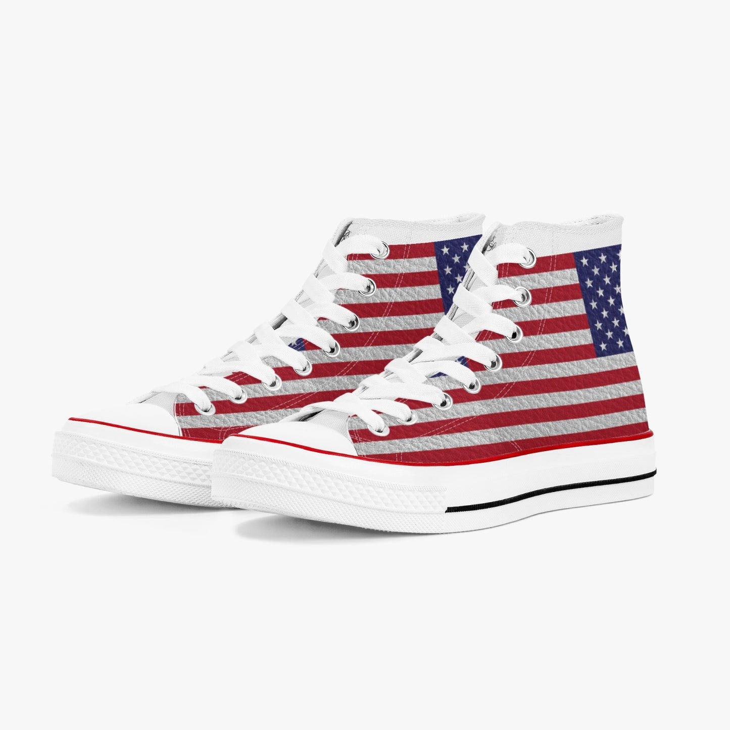 USA FLAG High-Top White Sneakers