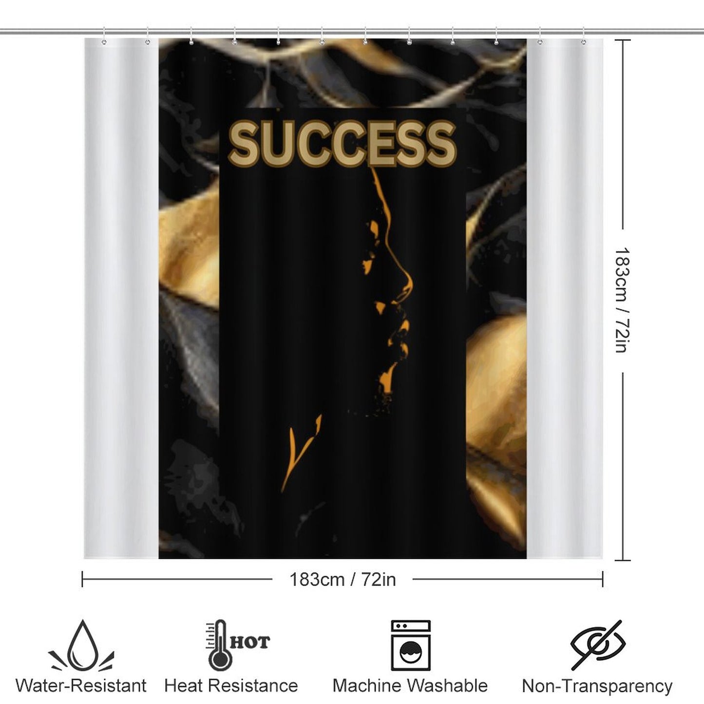 Shower Curtain Set with 3 Rugs