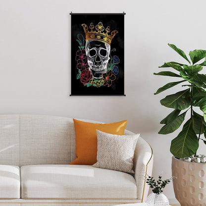 Canvas Hanging Poster with Scrolls-16"x24"/ 40x60cm-CROWNED SKULL