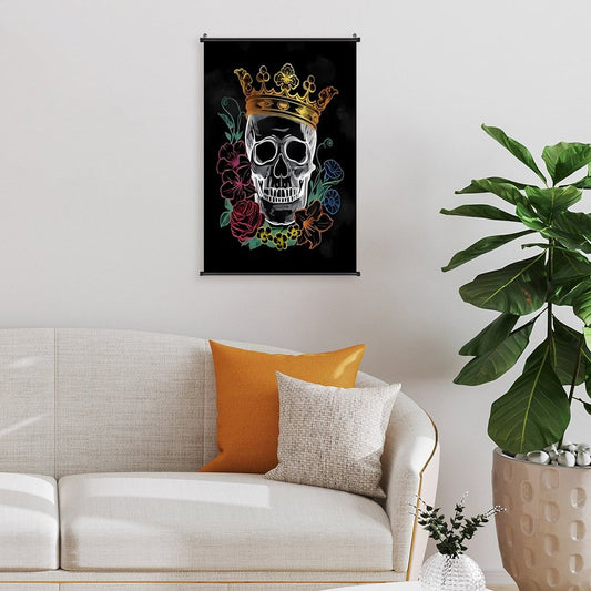 Canvas Hanging Poster with Scrolls-16"x24"/ 40x60cm-CROWNED SKULL