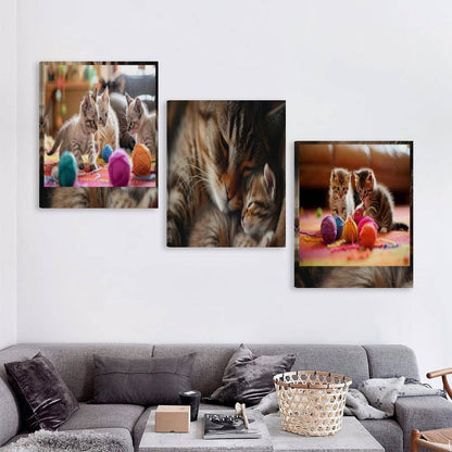 Vertical Multicolor Framed Wall Art-4:5 Aspect Ratio-CAT MAMA & BABIES