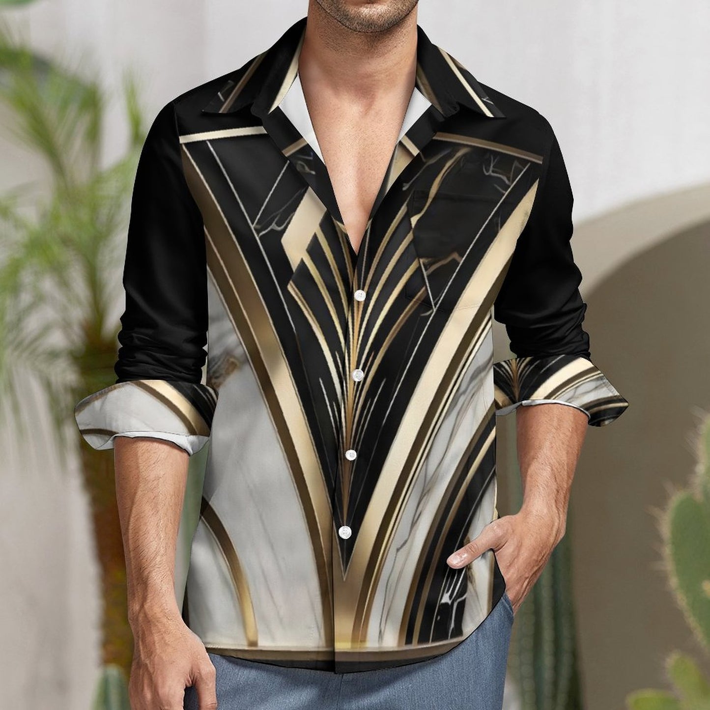 Men's Long Sleeve Shirt with Pocket LS (All-Over Printing)
