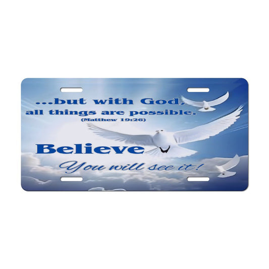 Car License Plate-11.8”x5.9”-BELIEVE