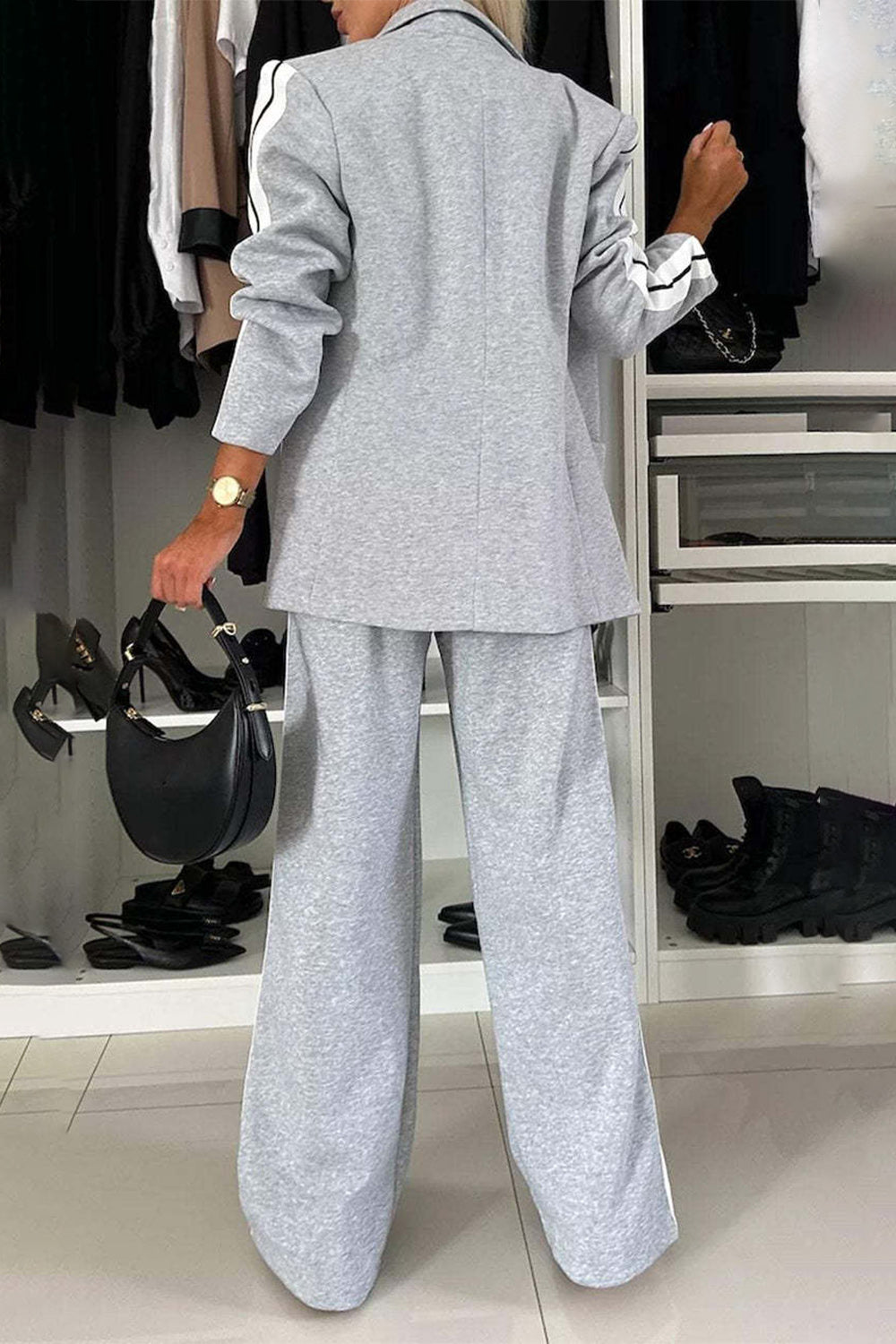 Pant Suit Set (light grey/royal blue/black/white/french blue/mauve/green)-SMALL-3XL