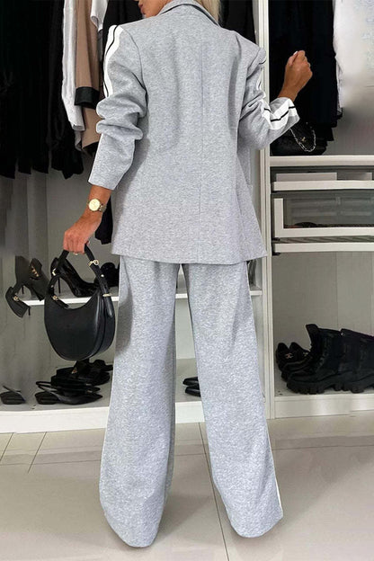 Pant Suit Set (light grey/royal blue/black/white/french blue/mauve/green)-SMALL-3XL