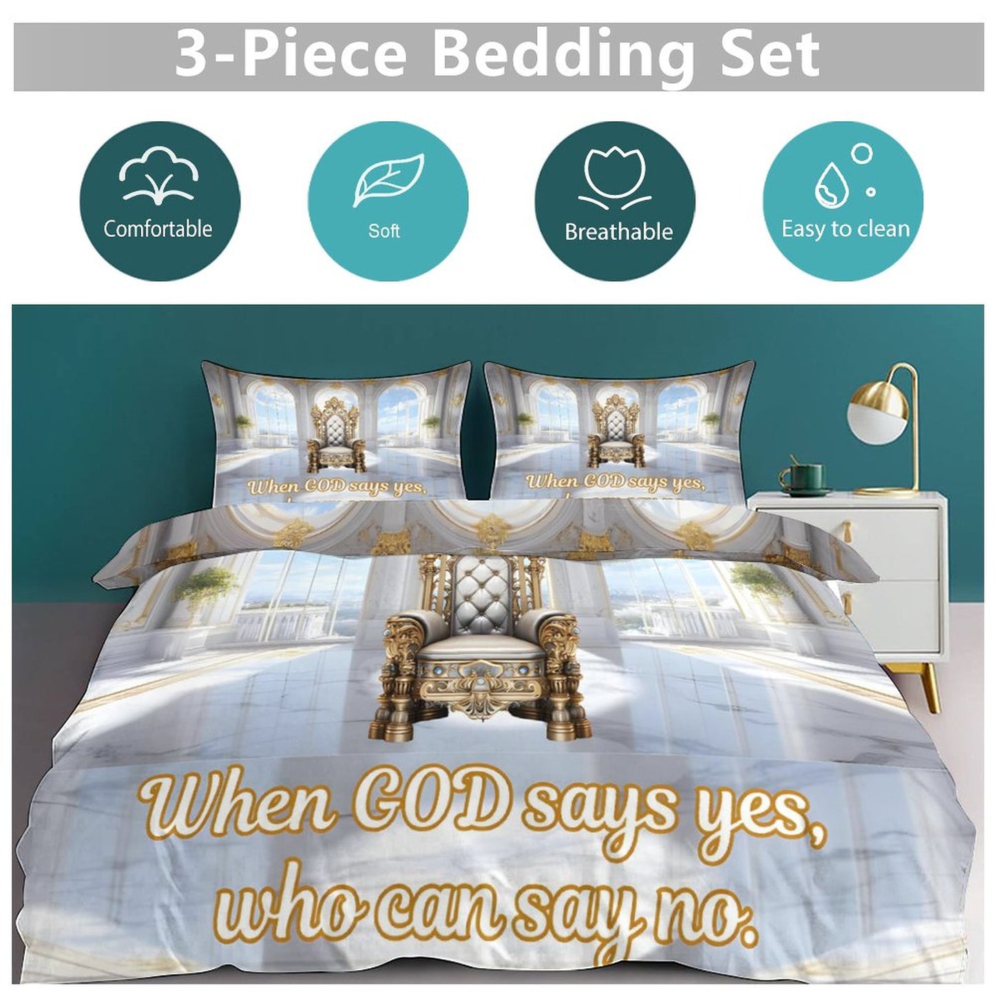 3-Piece Bedding Set-102"x90"/ 259x229cm (Dual-sided Printing)
