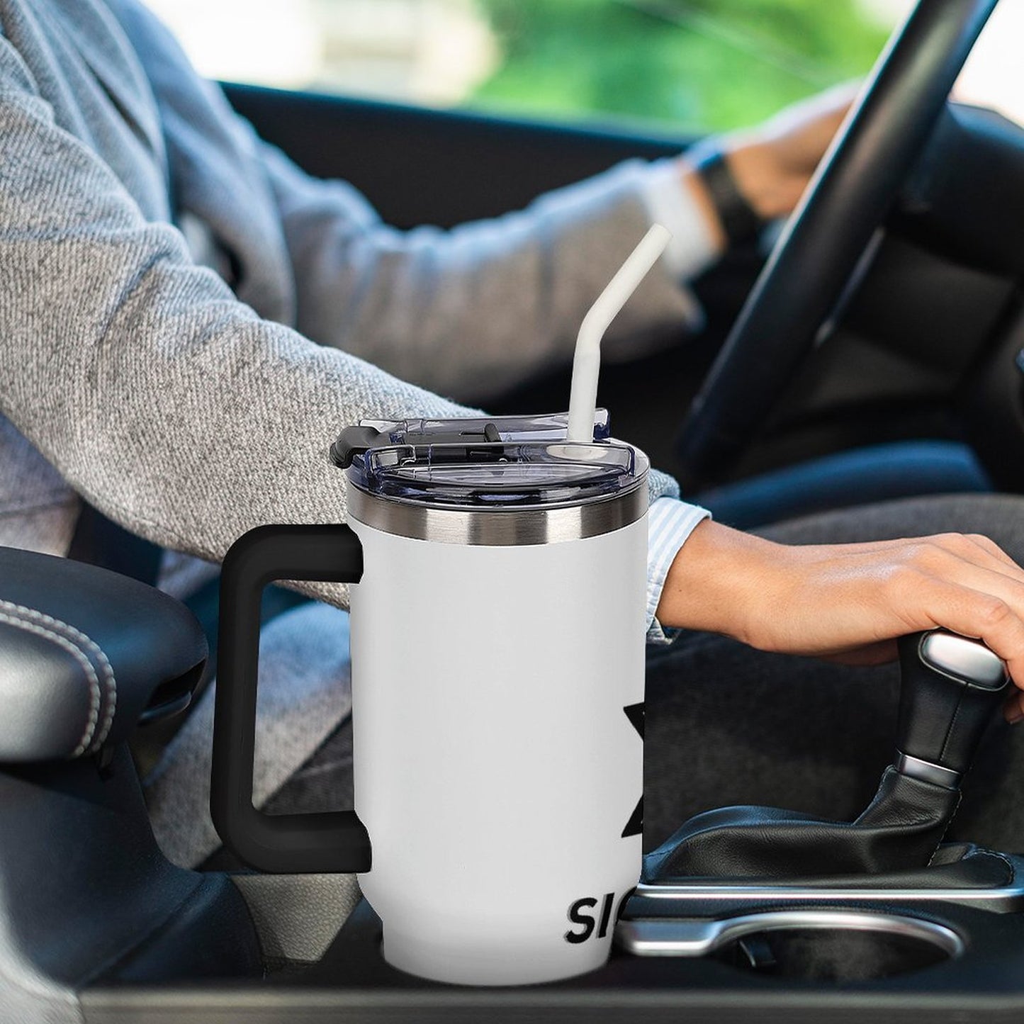 40oz Insulated Tumbler with Handle and Straw