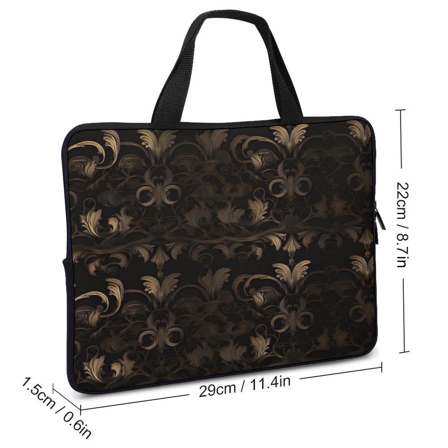 BLACK & GOLD ACCENT Laptop Case-sizes: 10"-17"