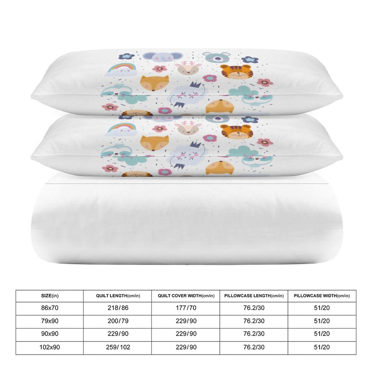 3-Piece Bedding Set-86"×70"/ 218×177cm (Dual-sidede Printing)