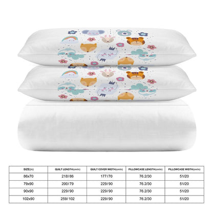 3-Piece Bedding Set-86"×70"/ 218×177cm (Dual-sidede Printing)