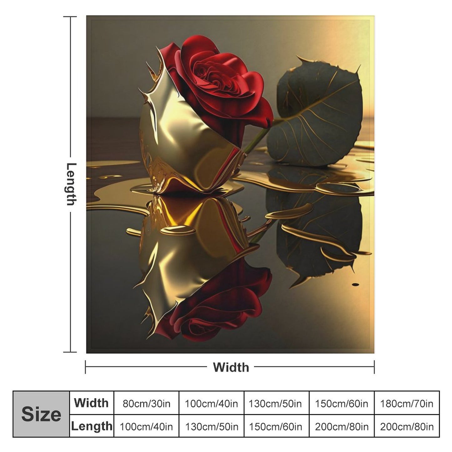 ROSE IN GOLD Flannel Blanket-70"x80" (Dual-sided Printing)