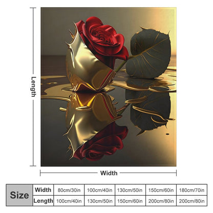 ROSE IN GOLD Flannel Blanket-70"x80" (Dual-sided Printing)