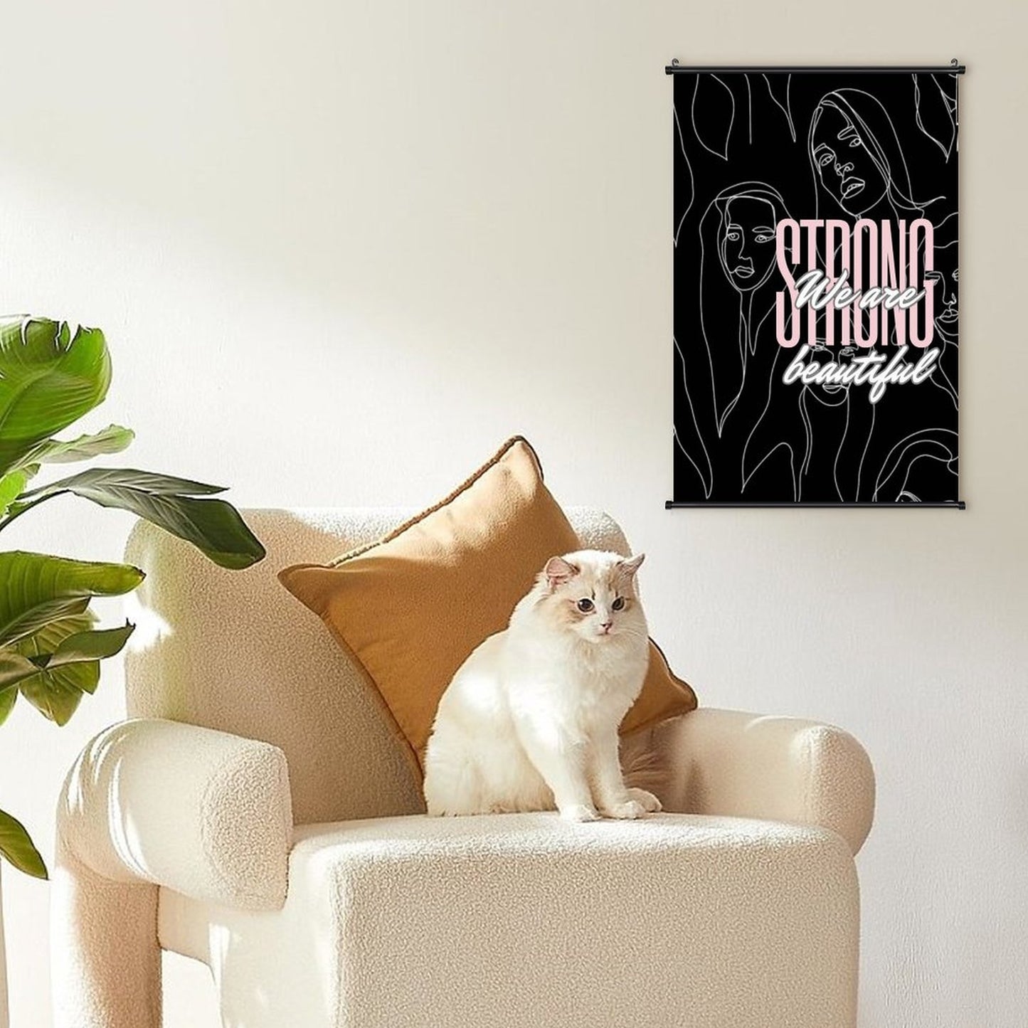 Canvas Hanging Poster with Scrolls-16"x24"/ 40x60cm-STRONG & BEAUTFUL