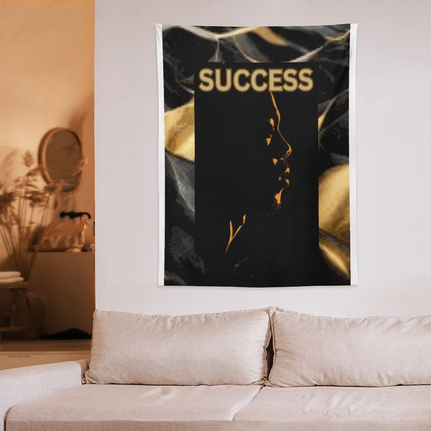 Wall Art with Vertical Tapestry