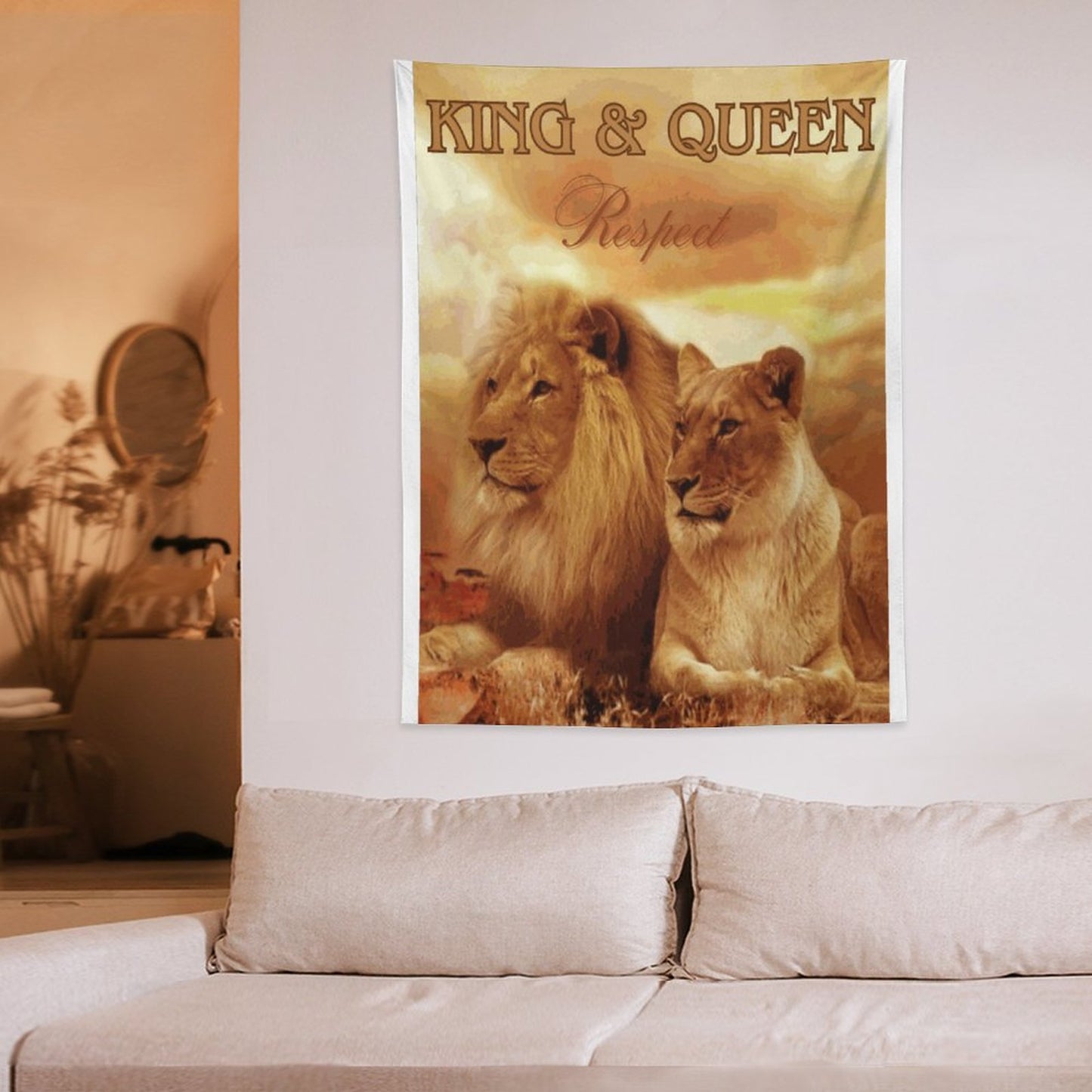 Wall Art with Vertical Tapestry