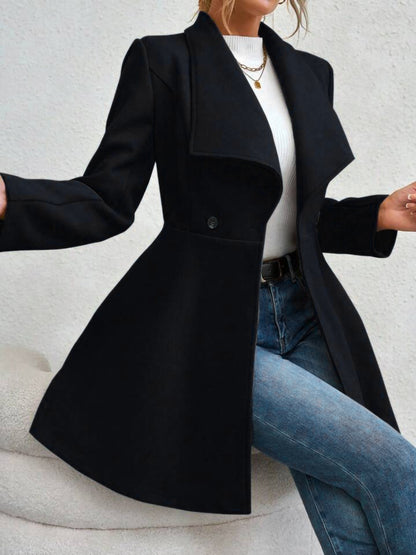 Collared Neck Button Up Long Sleeve Coat (red/black/tan/tan/mustard)-SMALL-XL