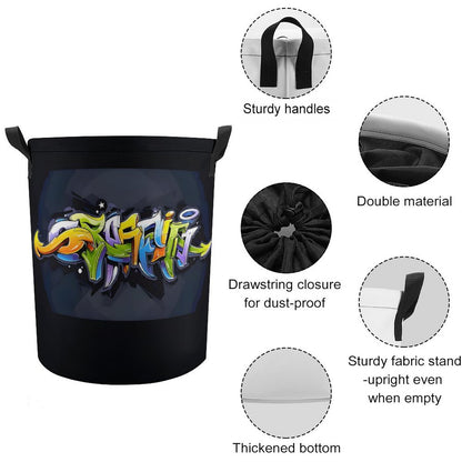 COLORFUL GRAFFITI Drawstring collapsible Laundry Basket