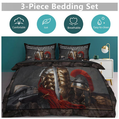 TWIN 3-Piece Bedding Set-86"×70"/ 218×177cm (Dual-sided Printing)-MORE THAN A CONQUERER