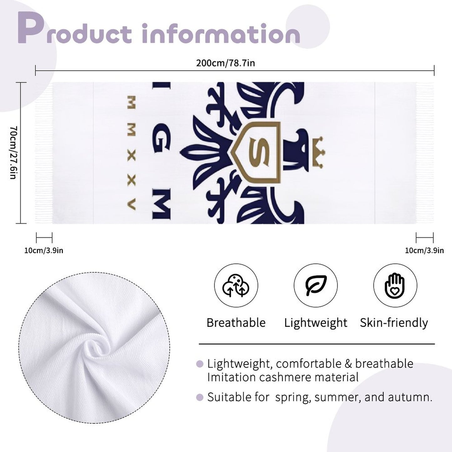 Cashmere-like Tassel Scarf (All-Over Printing)
