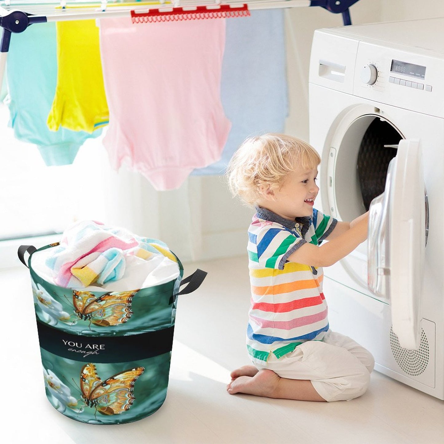 Oxford Collapsible Laundry Basket-YOU ARE ENOUGH