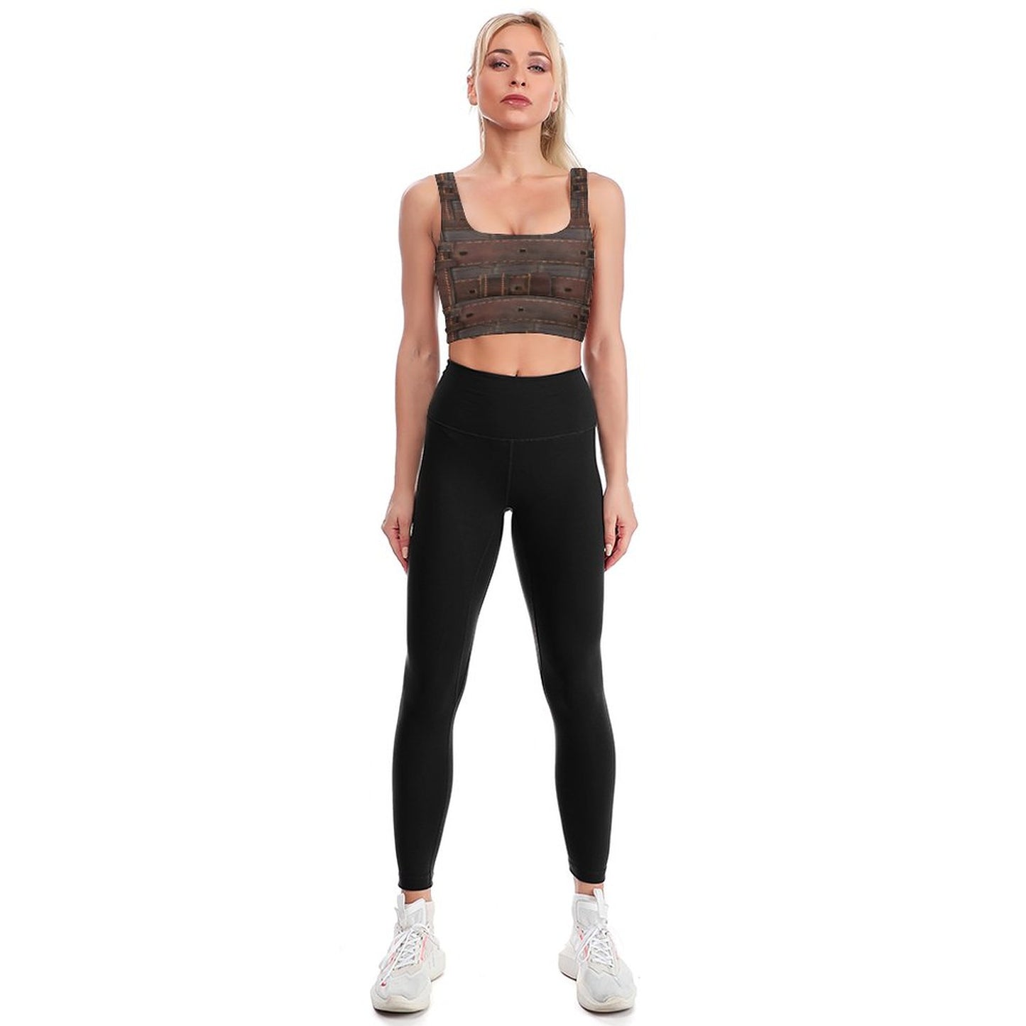 RUGGED LEATHER BUCKLE Print Sports Bra-SMALL-2XL