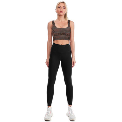 RUGGED LEATHER BUCKLE Print Sports Bra-SMALL-2XL