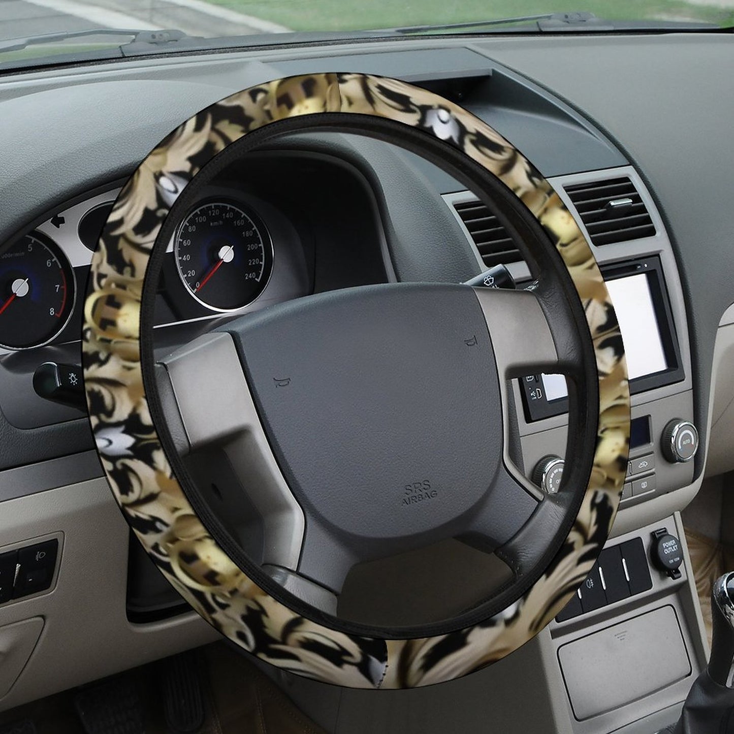 Car Steering Wheel Cover-black & gold
