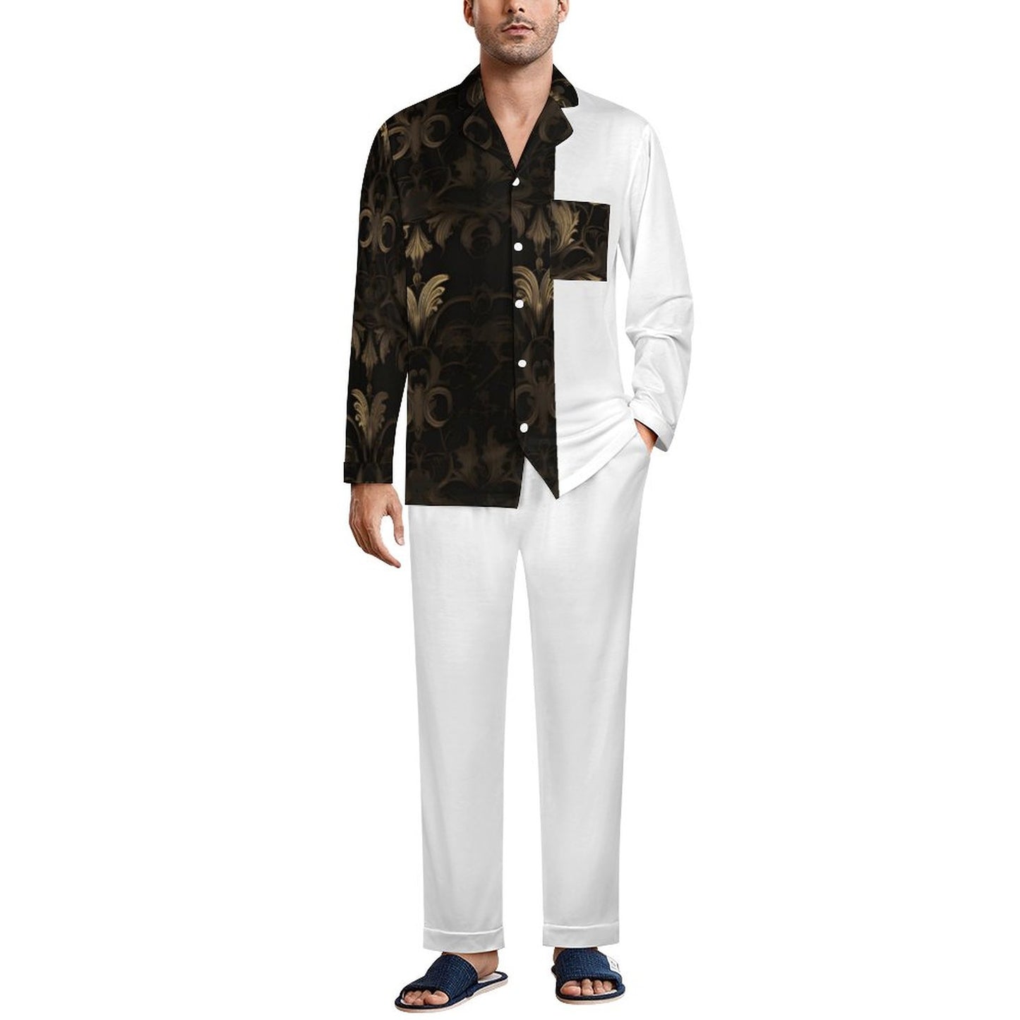 BLACK & GOLD ACCENT Night Suit for Men