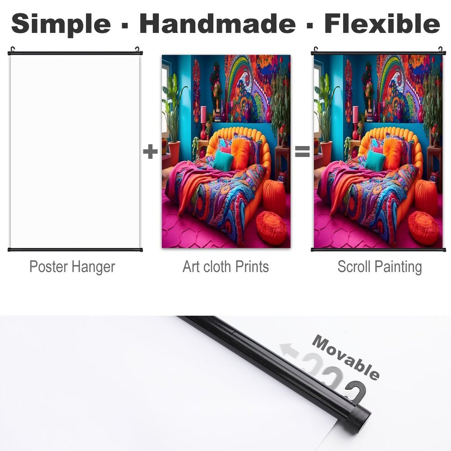 Canvas Hanging Poster with Scrolls-16"x24"/ 40x60cm