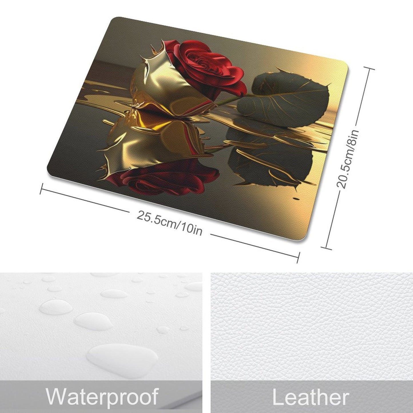 ROSE IN GOLD PU Leather Mouse Pad