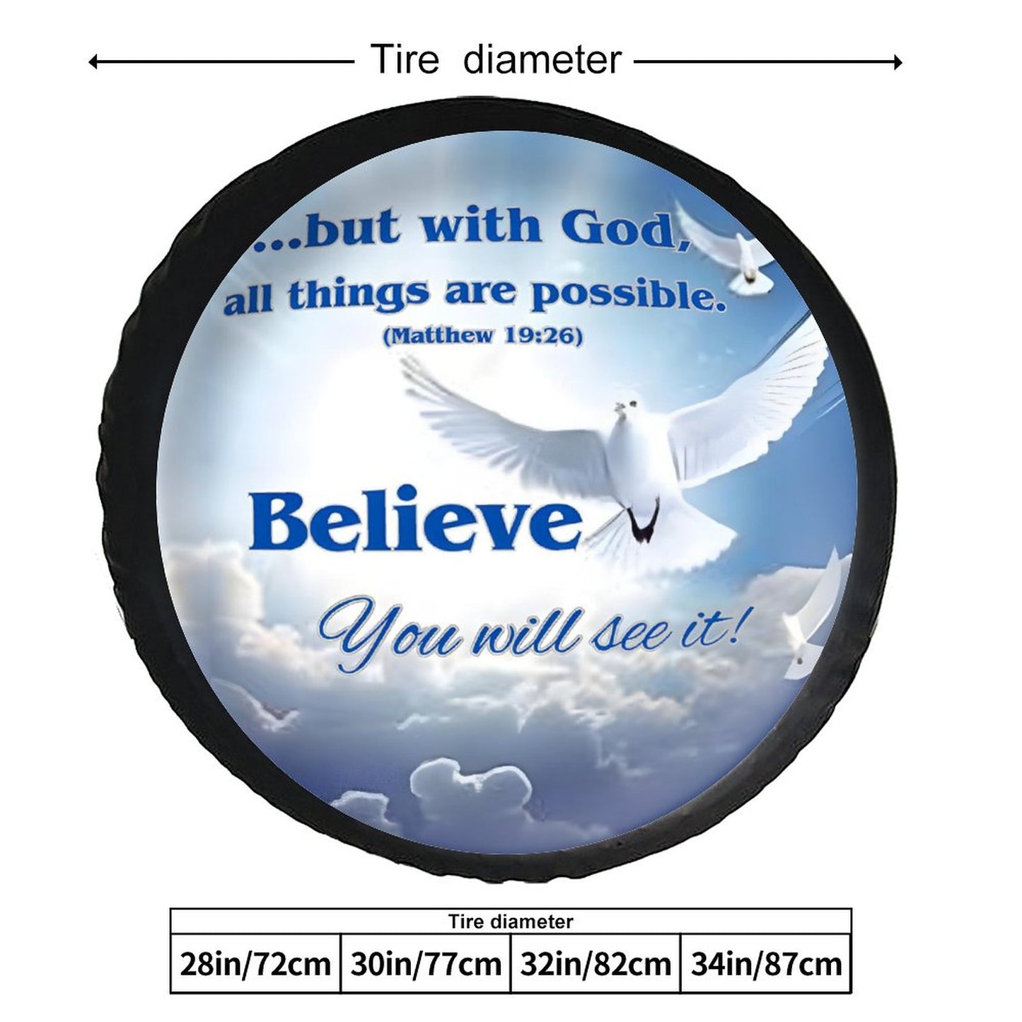 Leather Tire Cover(One-sided Printing)-BELIEVE