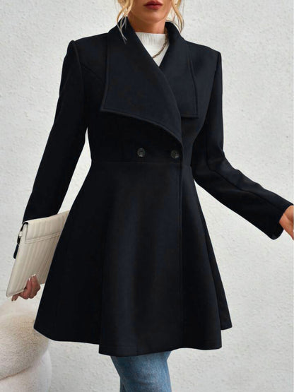 Collared Neck Button Up Long Sleeve Coat (red/black/tan/tan/mustard)-SMALL-XL