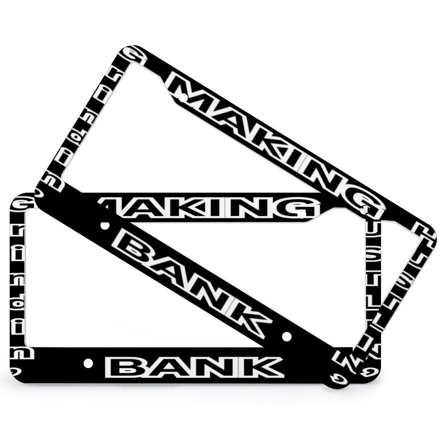 License Plate Frames with 4 Round Holes (1 Pair)-MAKING BANK