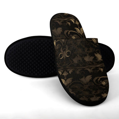 BLACK & GOLD ACCENT Flannel Men's Cotton Slippers