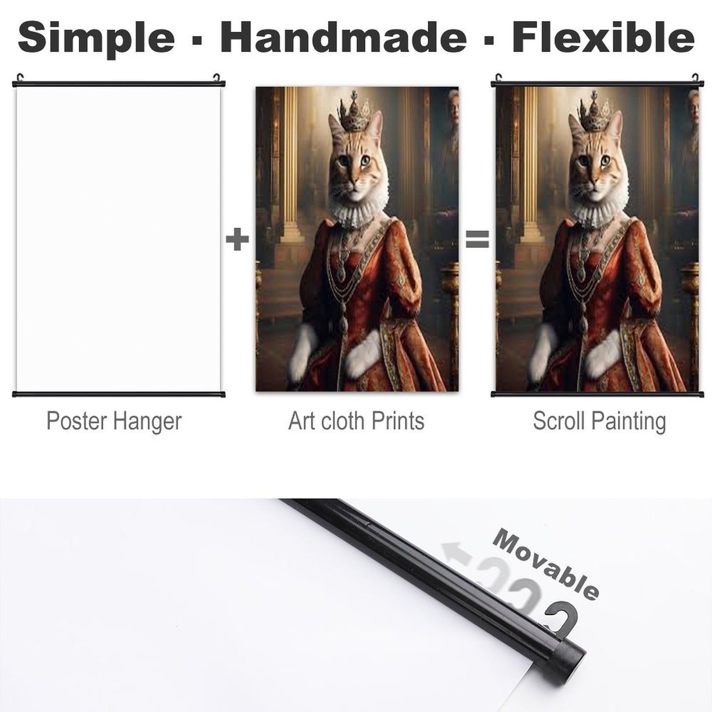 Canvas Hanging Poster with Scrolls-16"x24"/ 40x60cm-CAT QUEEN