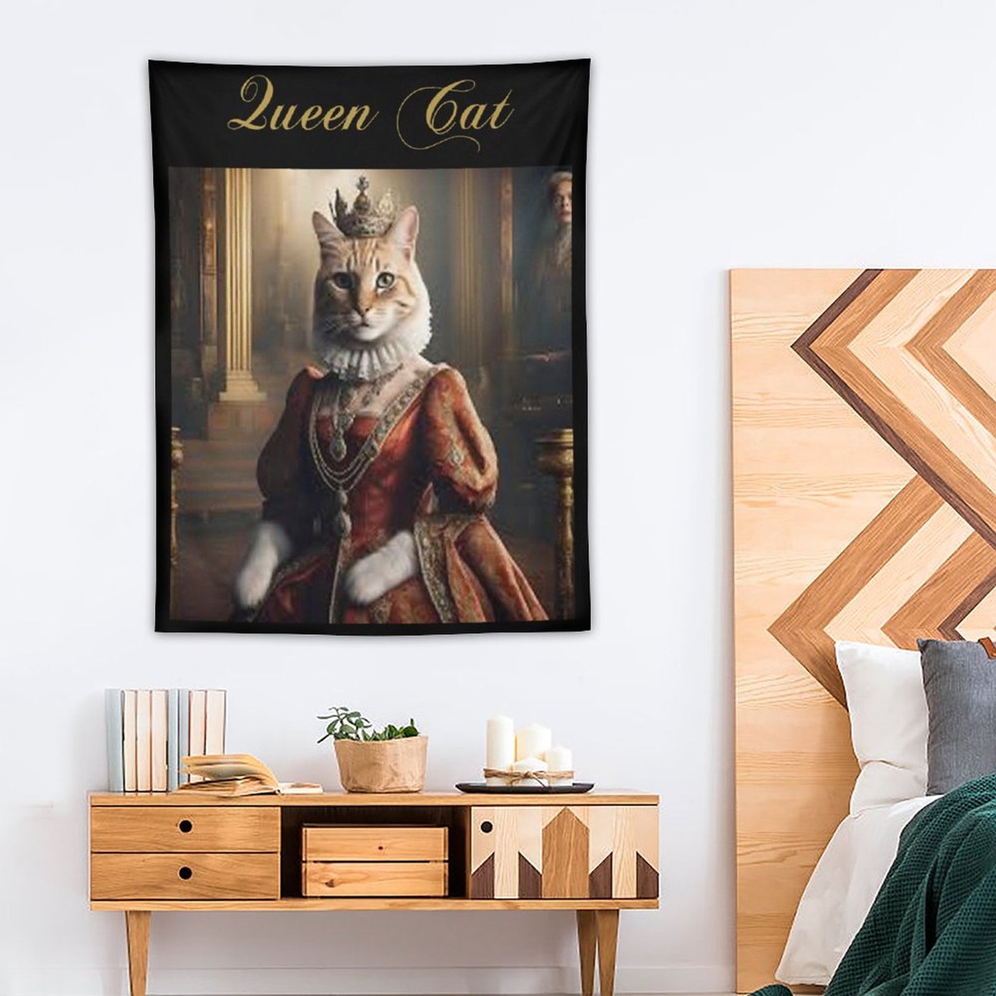 Wall Art with Vertical Tapestry